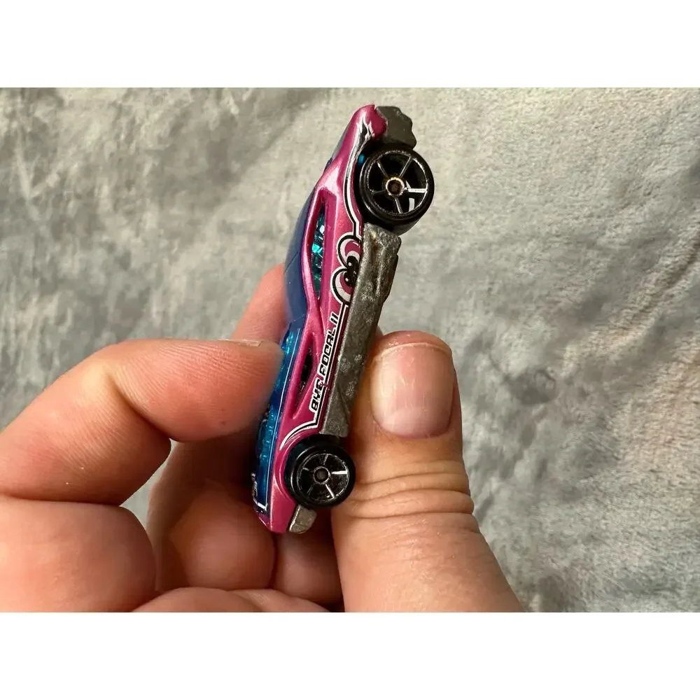 Hot Wheels Bye Focal Blue Pink Diecast Race Car Vintage